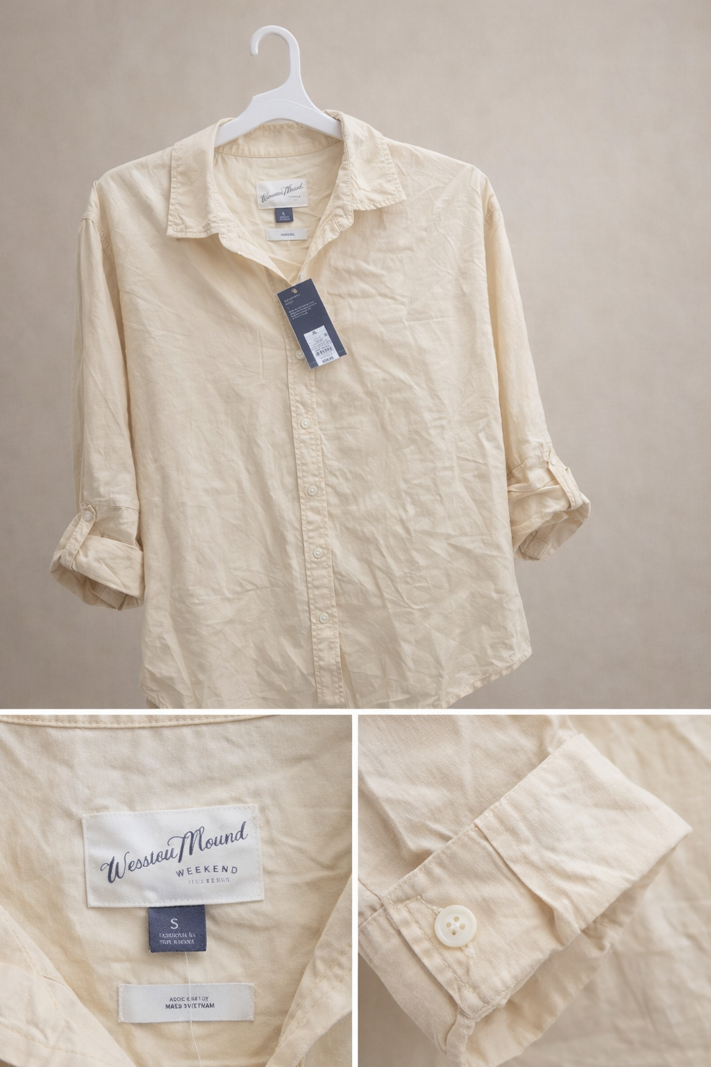 Women's Cream Linen Button-Down Shirt - Universal Thread